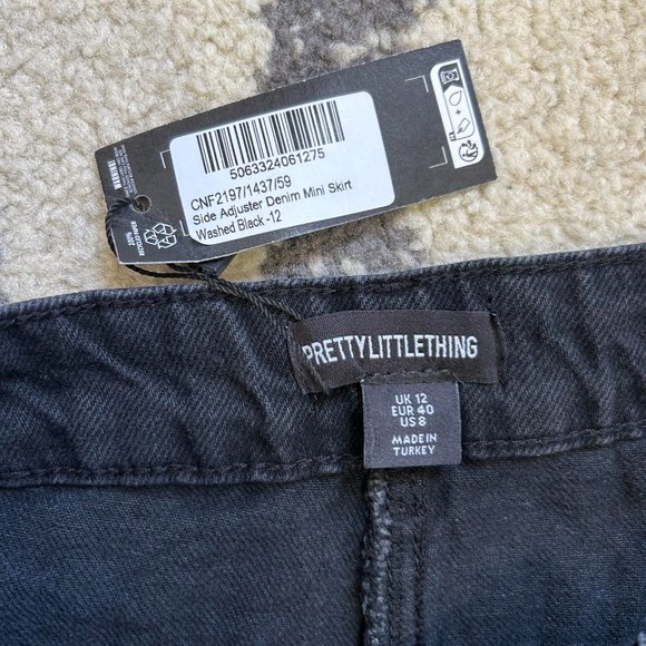 NWT PrettyLittleThing WASHED BLACK SIDE ADJUSTER DENIM MIDI SKIRT - Picture 5 of 6